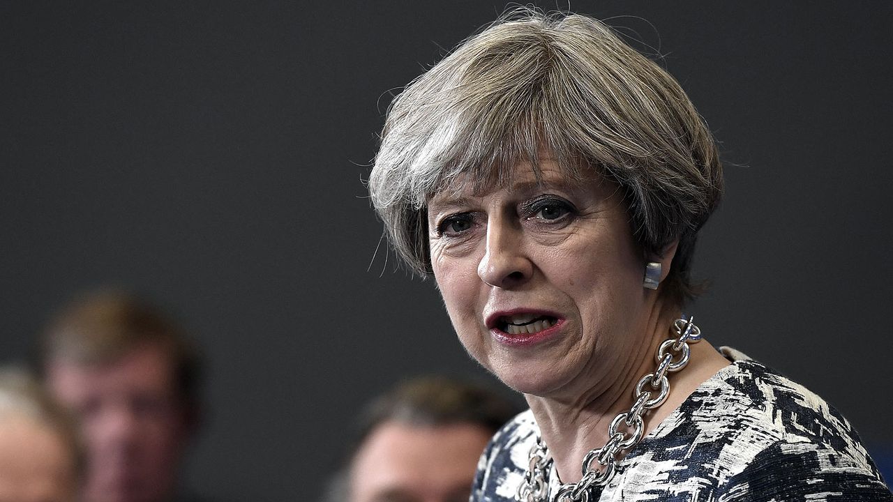 Theresa May in Norwich on election day