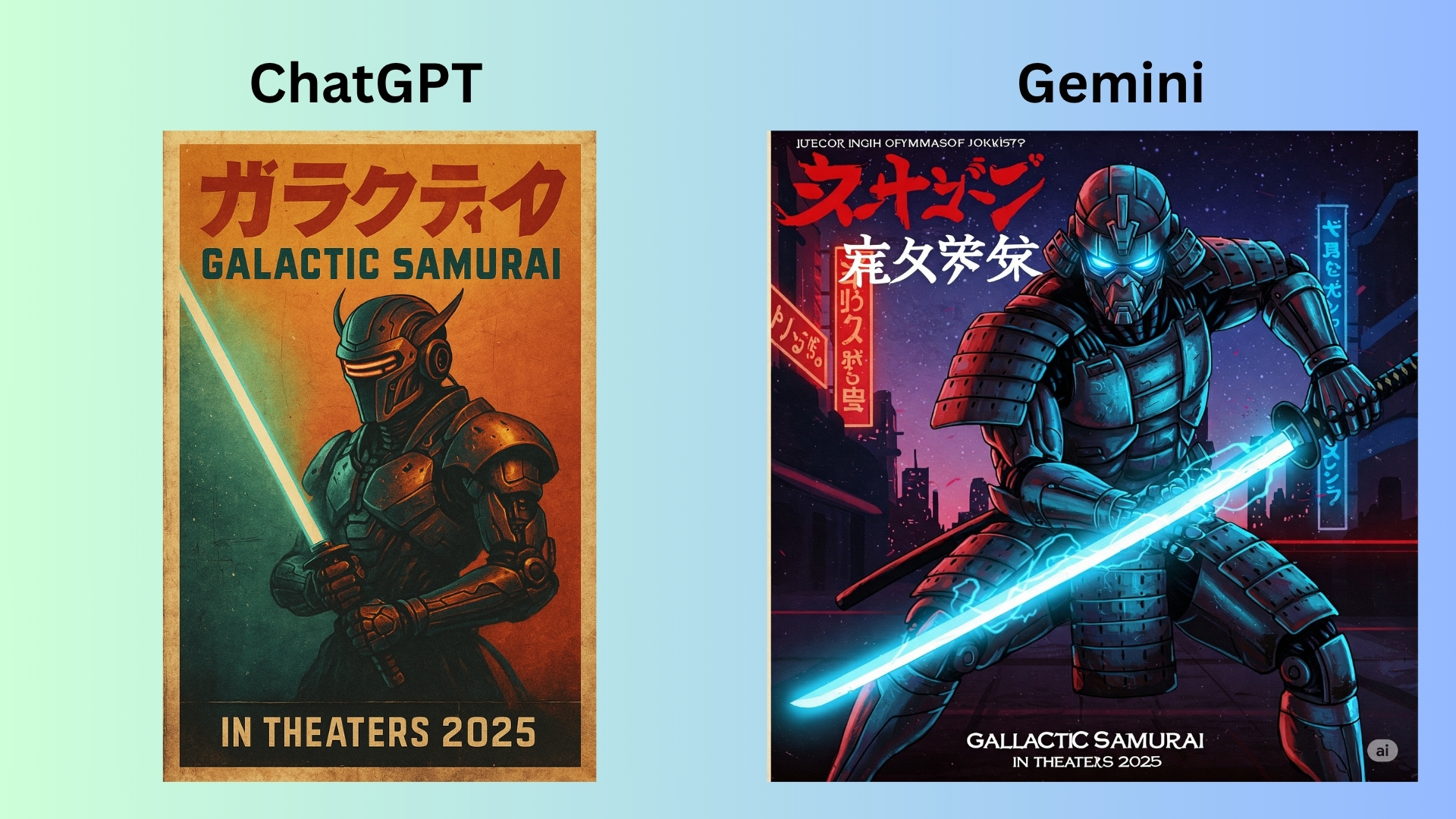 AI generated movie posters from ChatGPT and Gemini