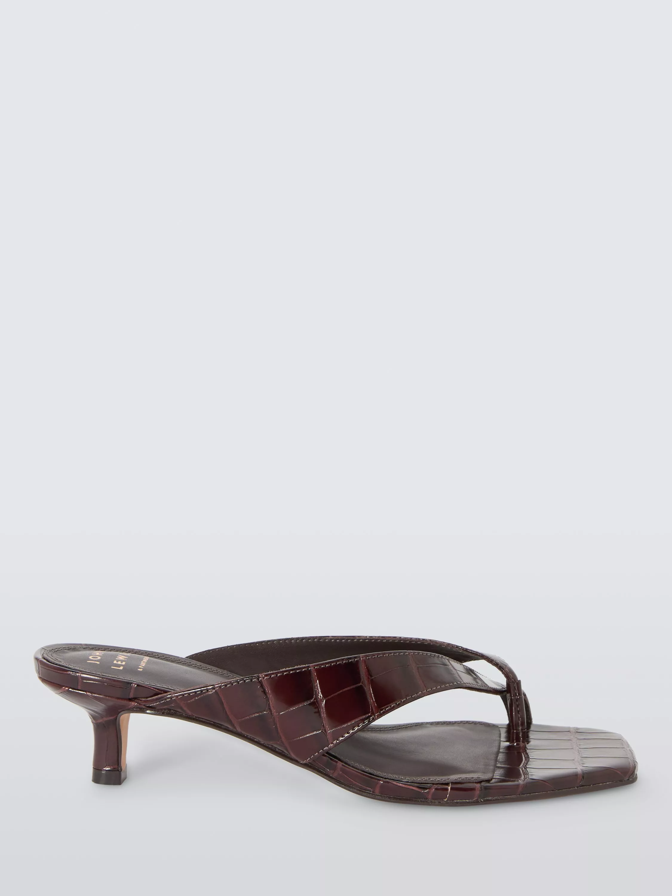 John Lewis Madrid Leather Asymmetric Toe Loop Kitten Heel Mule Sandals