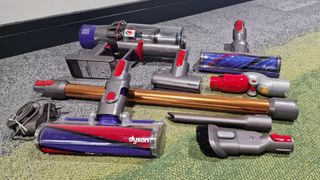 The Dyson Cyclone V10 Absolute accessories out of the box on test