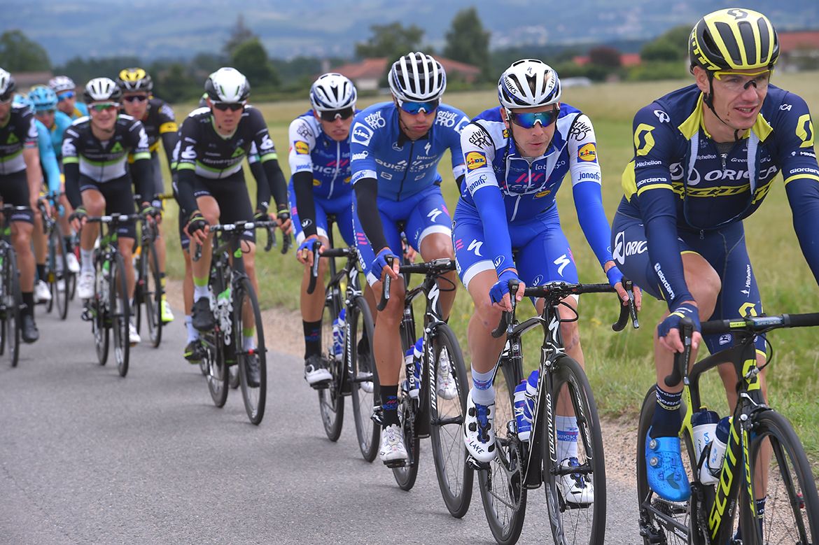 Quick-Step Floors in the peloton at the Crit&eacute;rium du Dauphin&eacute;