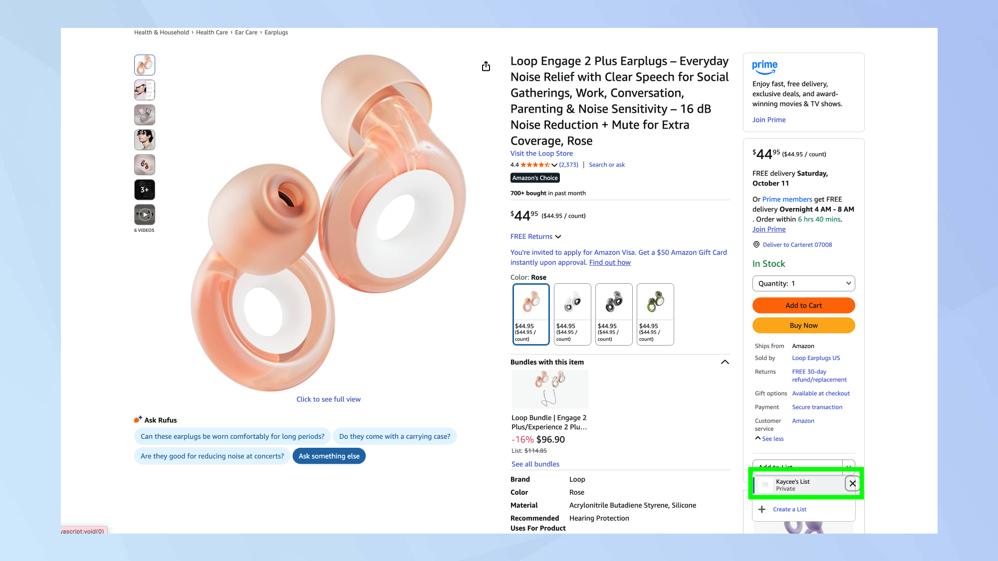 Amazon Add to List