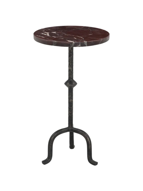 Leyla French Country Maroon Marble Drink Table