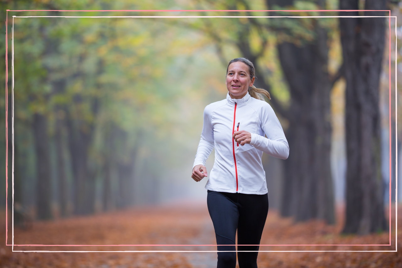 Mum during her healthy morning jog in autumn 