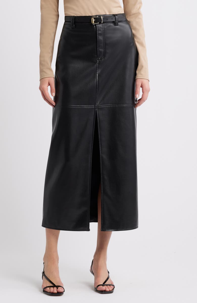 Faux Leather Midi Skirt