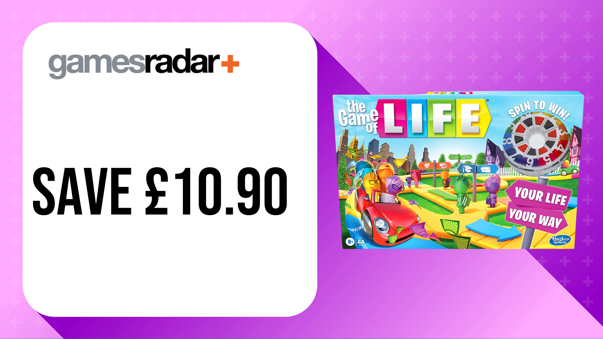 The Game of Life Deal with $10 saving stamp and purple background