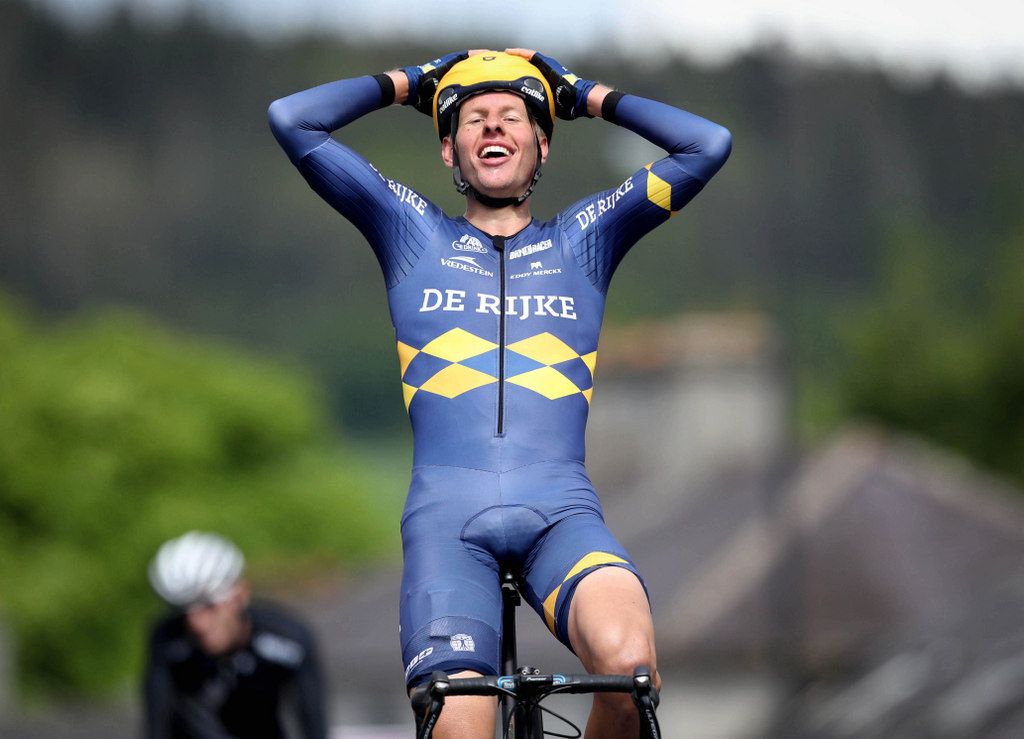 Taco van der Hoorn Cyclingteam Join-S / De Rijke) can't believe he's soloed to stage 1