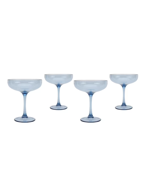 4-Piece 13oz Coupe Glass, Blue