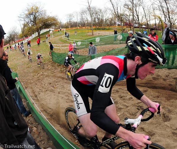 Zach McDonald (Rapha-Focus) leading the U23 race