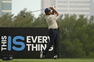 Anirban Lahiri plays a tee shot at an International Series tournament on the Asian Tour