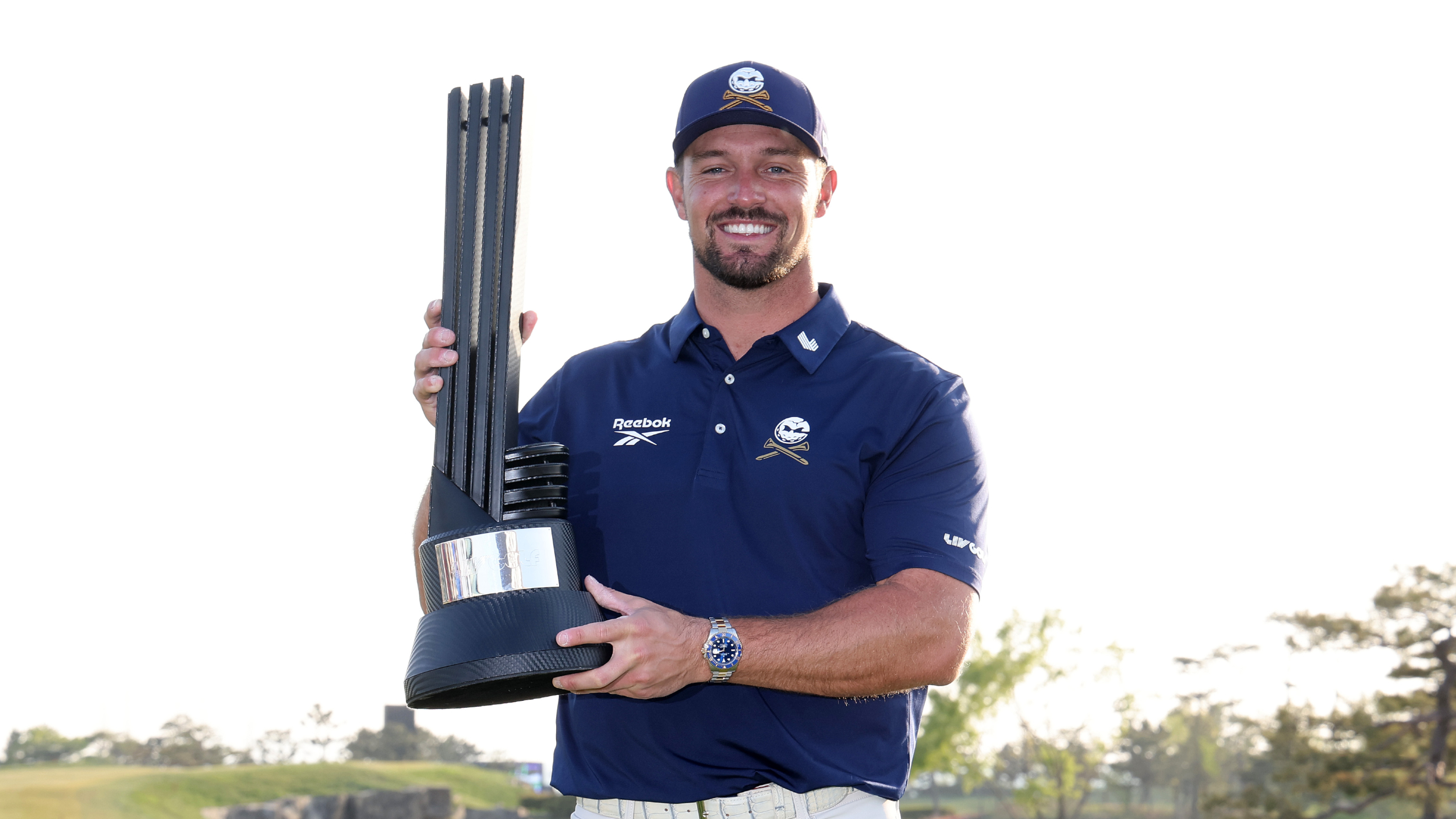 Bryson DeChambeau with the LIV Golf Korea trophy 