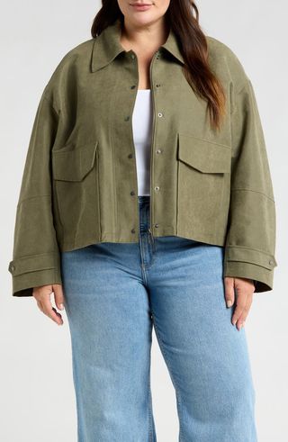 Crop Cotton Blend Field Jacket