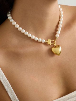 Heart Gold-Plated Pearl Necklace