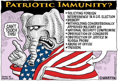 Political Cartoon U.S. GOP Patriotic Immunity