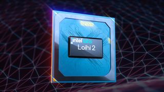 Intel Loihi processor render with Intel labs Loihi 2 written on it