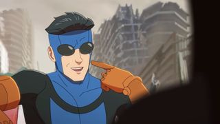 Mark Grayson smiling and pointing at himself in the teaser for Invincible season 4
