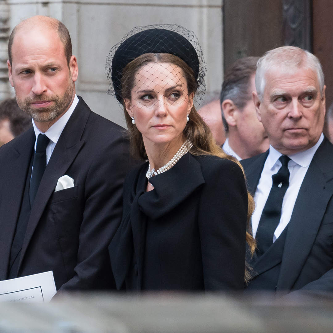 LONDON, UNITED KINGDOM - SEPTEMBER 16, 2025: William, Prince of Wales, Catherine, Princess of Wales and Prince Andrew, Duke of York attend Requiem Mass service at Westminster Cathedral for the Duchess of Kent who died aged 92 earlier this month in London, United Kingdom on September 16, 2025. The service was the first Catholic funeral held for a member of the Royal Family in modern British history. (Photo credit should read Wiktor Szymanowicz/Future Publishing via Getty Images)