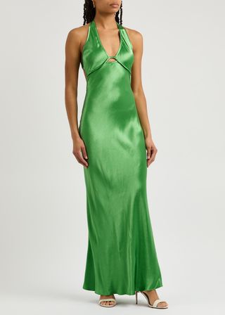 BEC 
BRIDGE, Zariah Halterneck Satin Maxi Dress