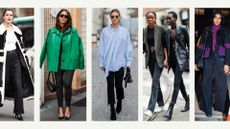 women showing what to wear with black jeans in a series of street style pictures
