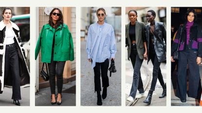 Navy Flare Jeans with Dark Green Coat Outfits (2 ideas & outfits