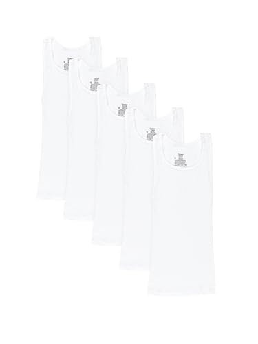 Hanes Boys' Tank Undershirt, Ecosmart Cotton Shirt, Multiple Packs Available, White, Small