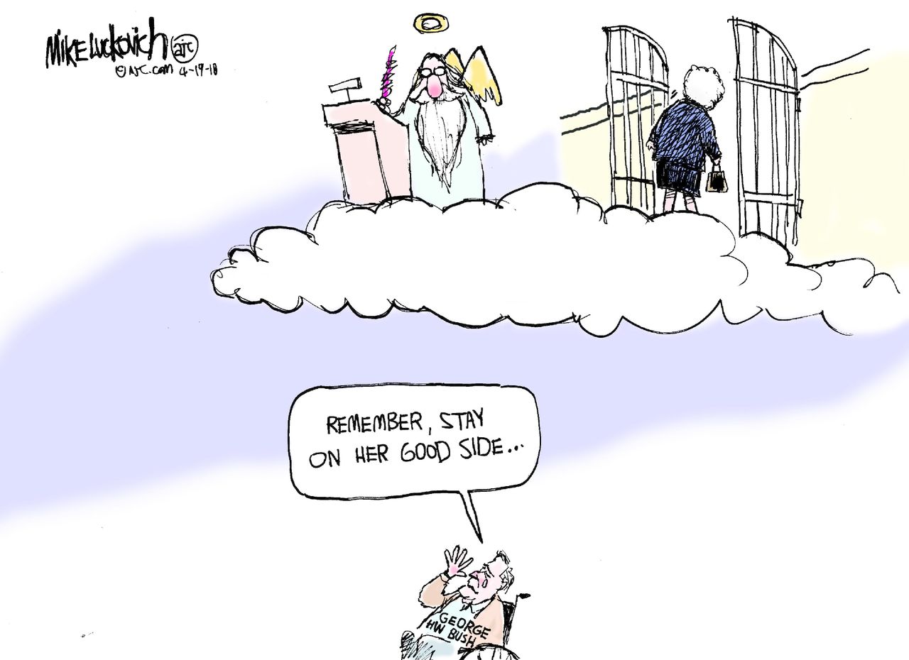 Editorial cartoon U.S. Barbara Bush death legacy George H.W. Bush