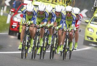 Vincenzo Nibali and the Liquigas-Doimo team on the way to a stage four win.