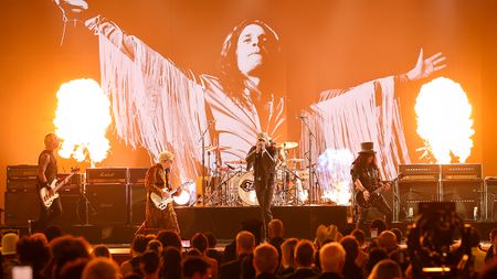 Post Malone, Chad Smith, Duff McKagan, Slash and Andrew Watt perform during the Ozzy Osbourne tribute at The 68th Annual Grammy Awards, broadcasting live Sunday, February 1, 2026 on the CBS Television Network, and streaming live and on demand on Paramount+