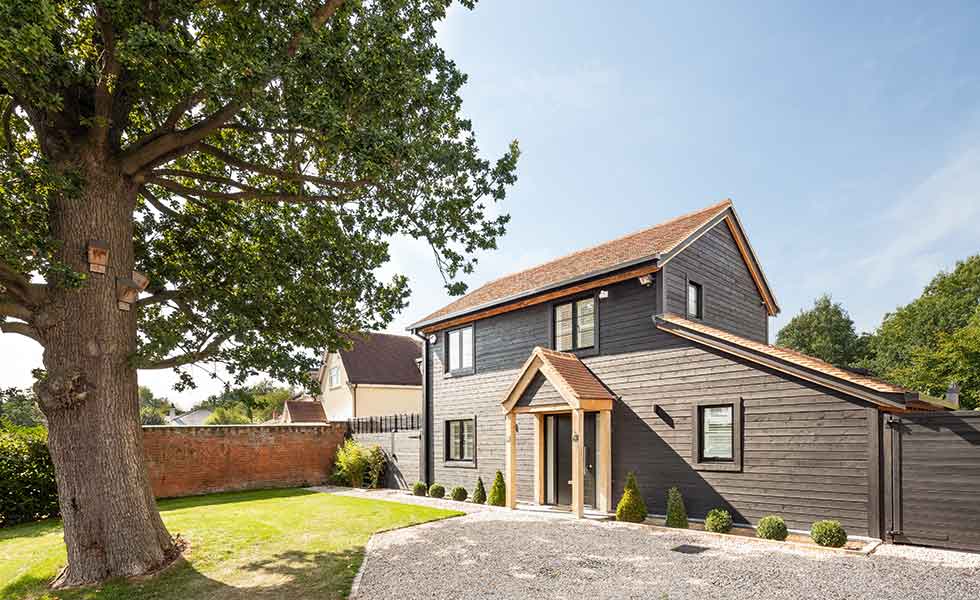 Exterior of contemporary oak framed home