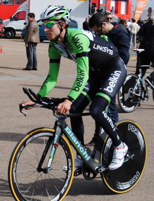 Bauke Mollema's first race on his TT Bianchi