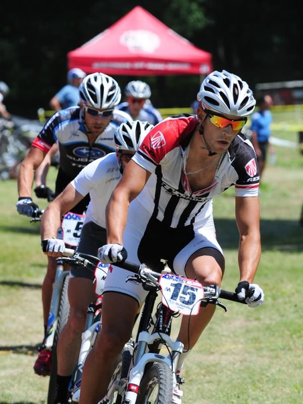 Nobody wanted to chase Ryan Trebon so Adam Morka (Trek Toronto) set the pace