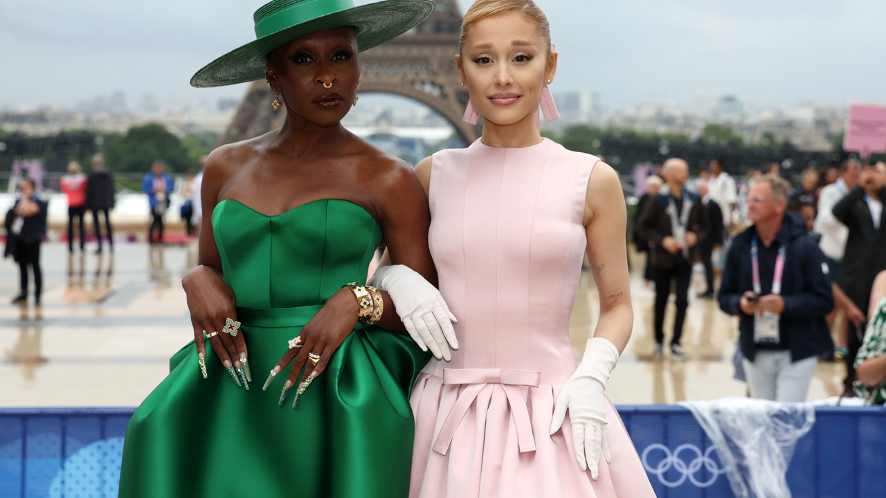 Cynthia Erivo and Ariana Grande attend the red carpet ahead of the opening ceremony of the Olympic Games Paris 2024 on July 26, 2024 in Paris, France