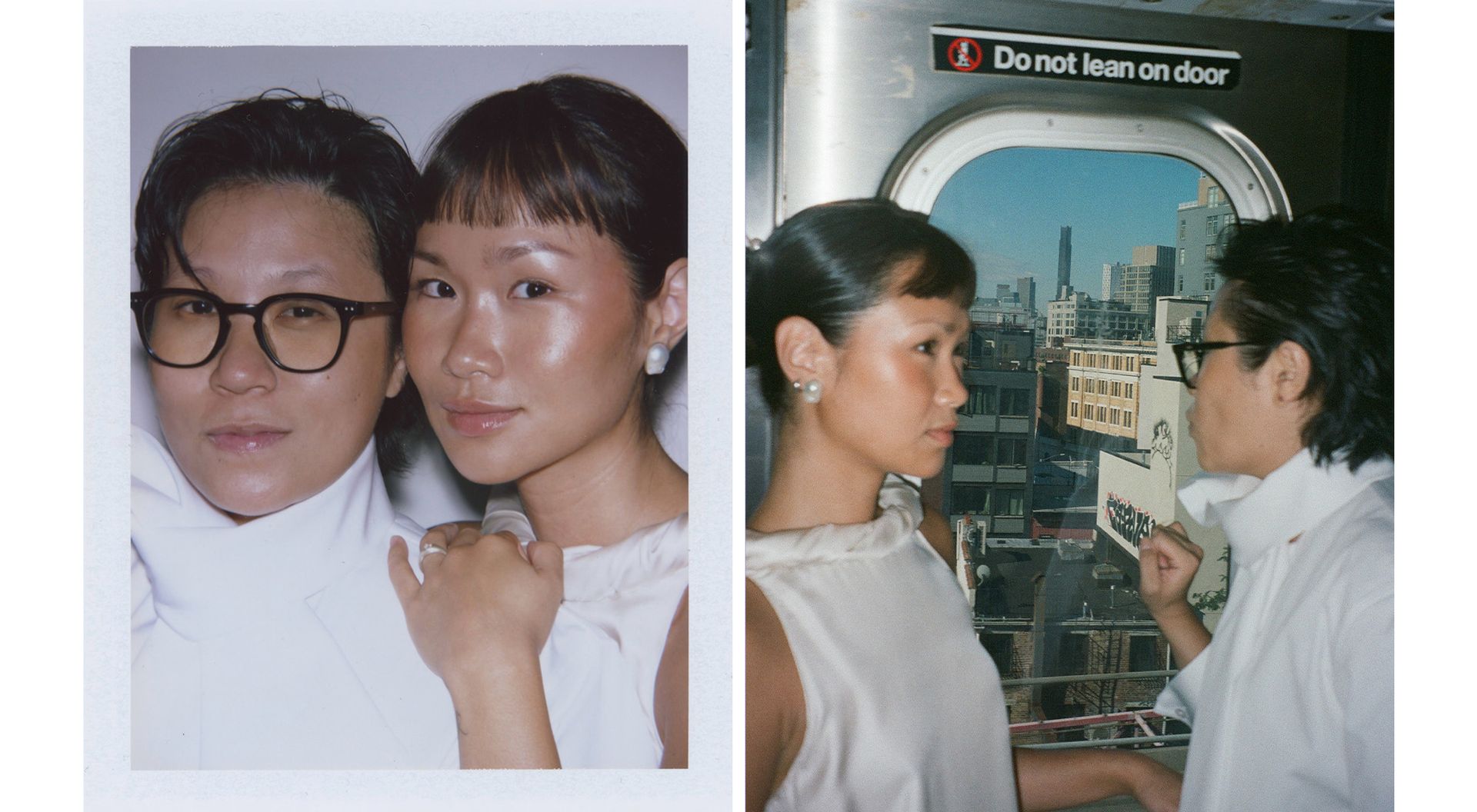 Trisha and Gui in NYC wearing city hall ceremony outfits.