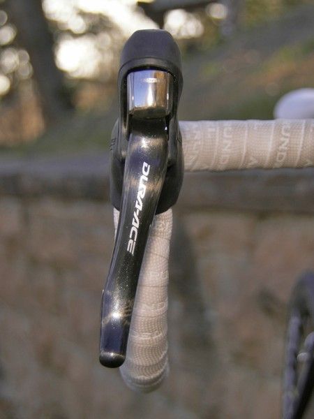 The new carbon brake lever is canted outwards a few degrees for an easier reach from the hoods