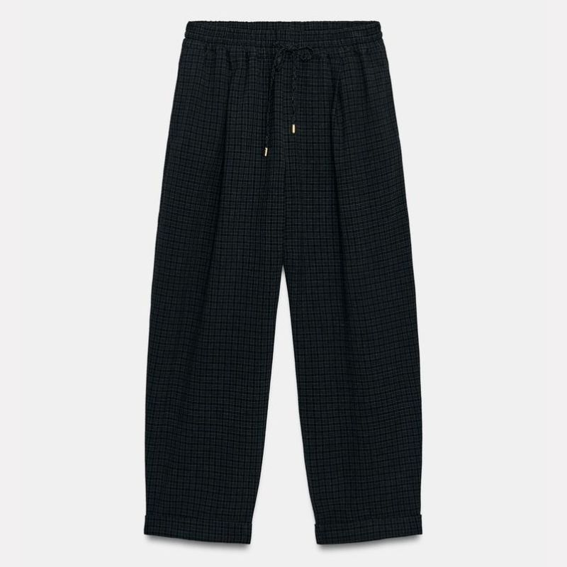 Zara, elasticated waist, black check trousers