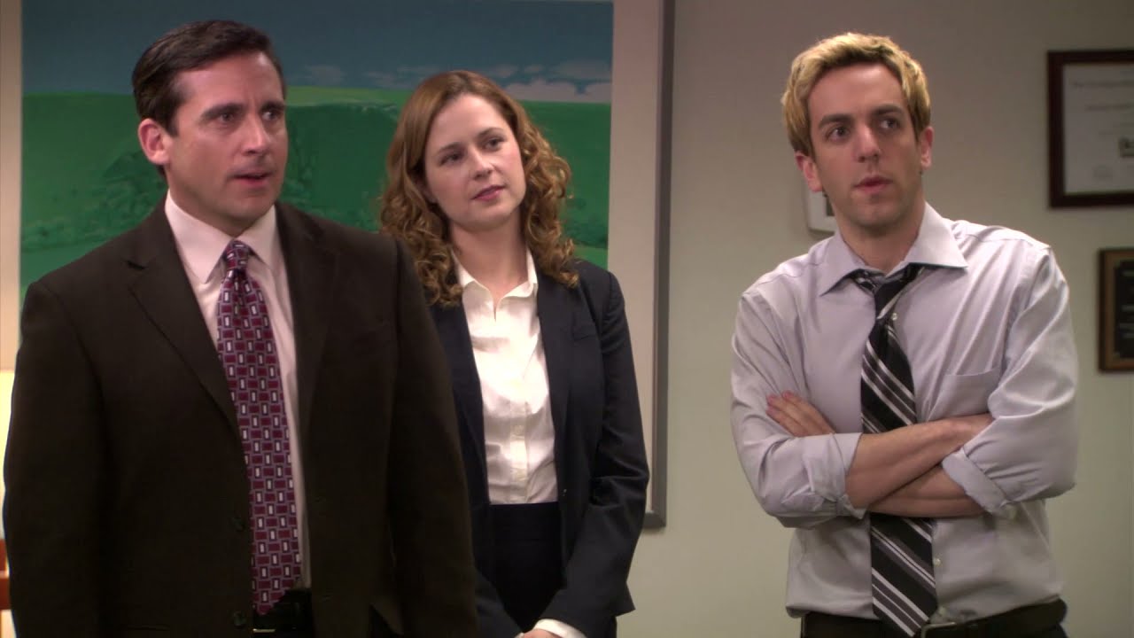 Steve Carrell and Jenna Fischer in The Office