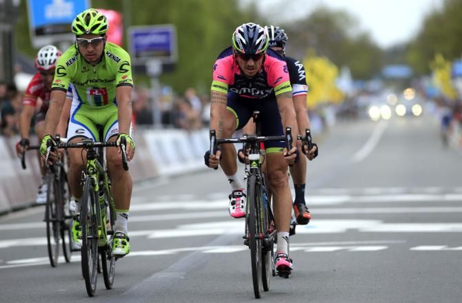 Peter Sagan and Filippo Pozzato cross the line