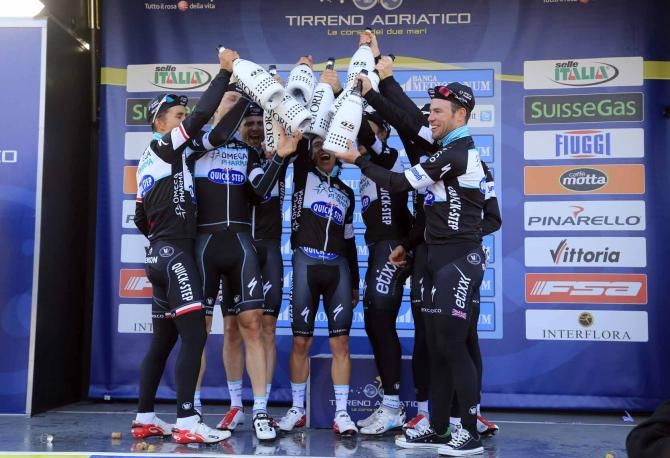 Omega Pharma-QuickStep toast team time trial victory.