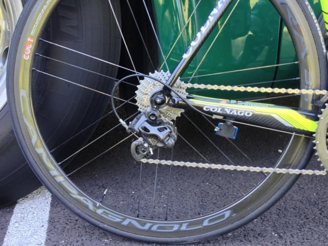 The new Campagnolo rear derailleur on Sicards bike