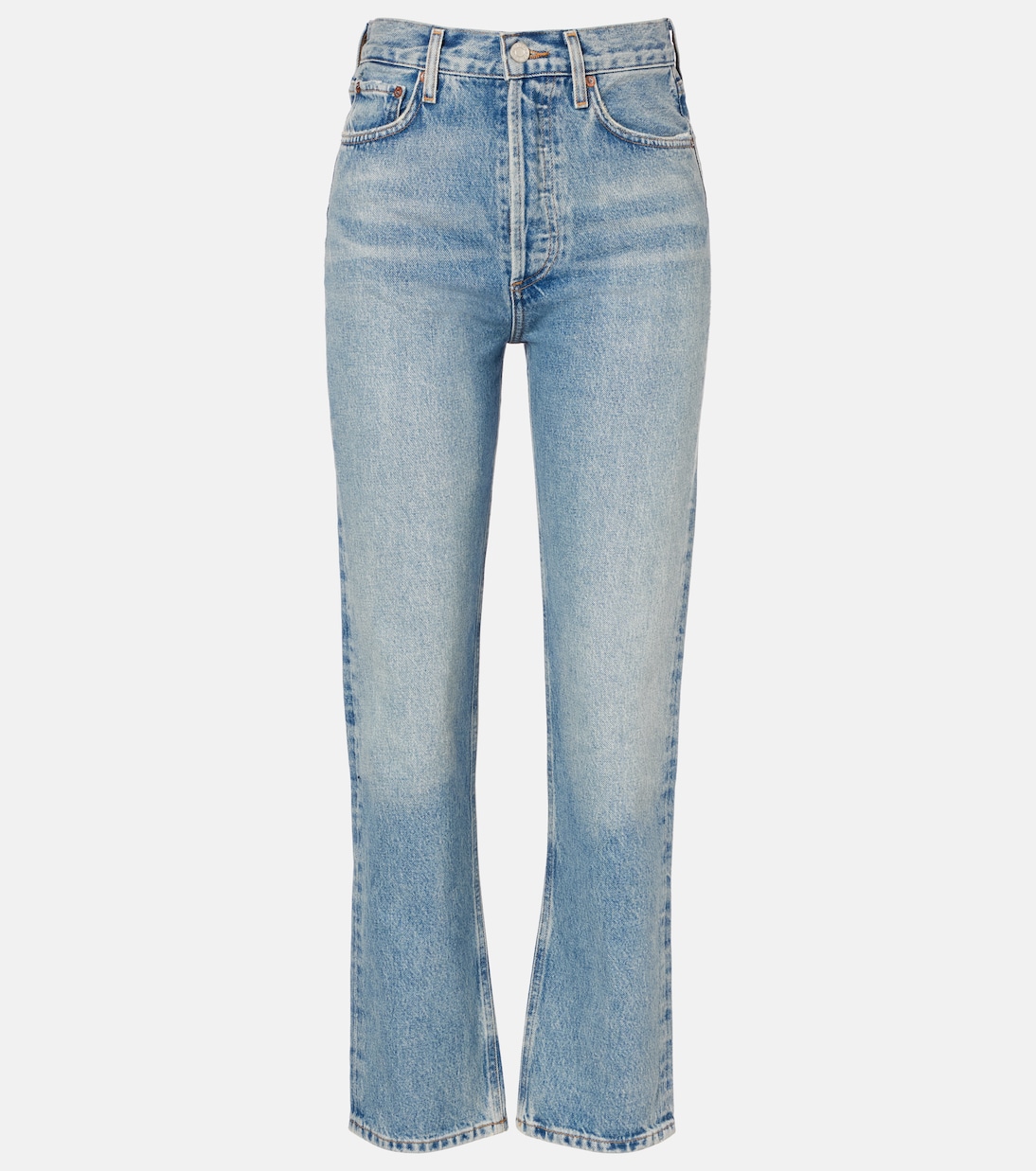 90's Pinch Waist High-Rise Straight Jeans in Blue - Agolde