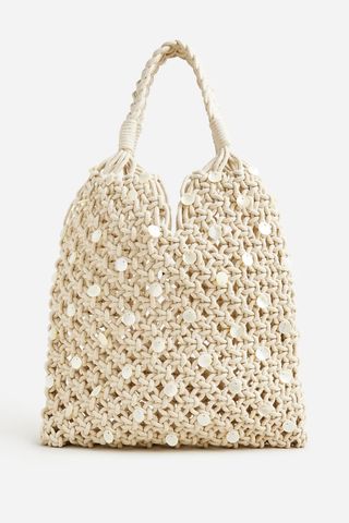 J.Crew Cadiz hand-knotted rope tote with paillettes