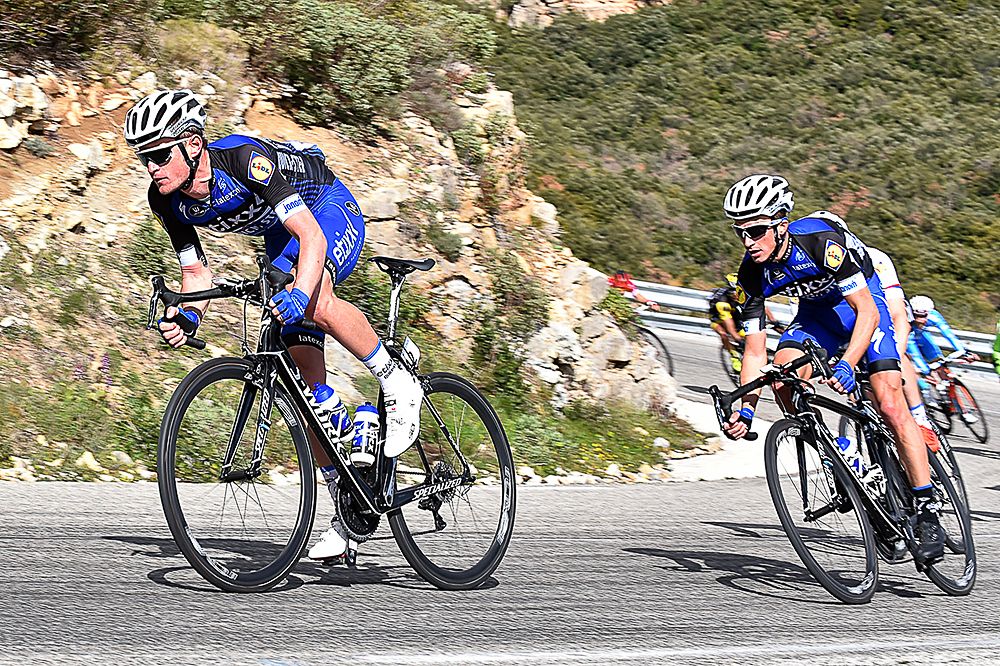 Etixx-QuickStep's Maxime Bouet and Julian Alaphilippe