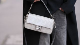 white sequin fendi baguette bag