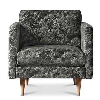 arm chair with graphite hue and liberty art fabric