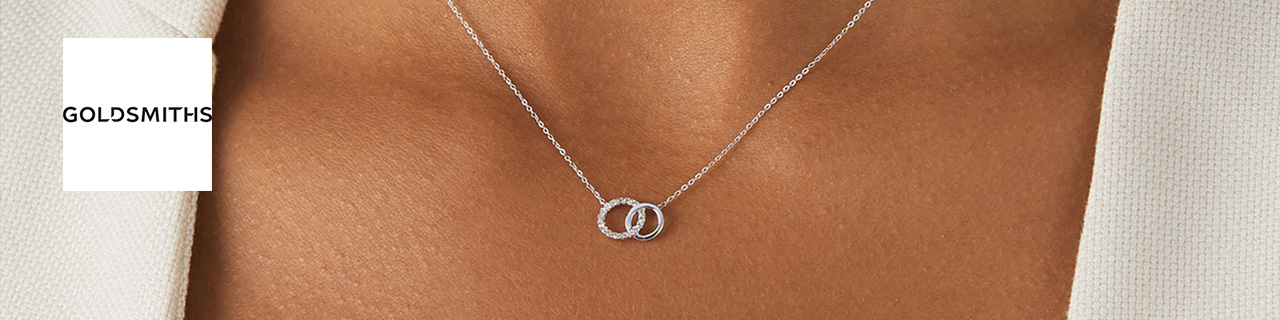 Goldsmiths logo placed over an image of a delicate necklace 