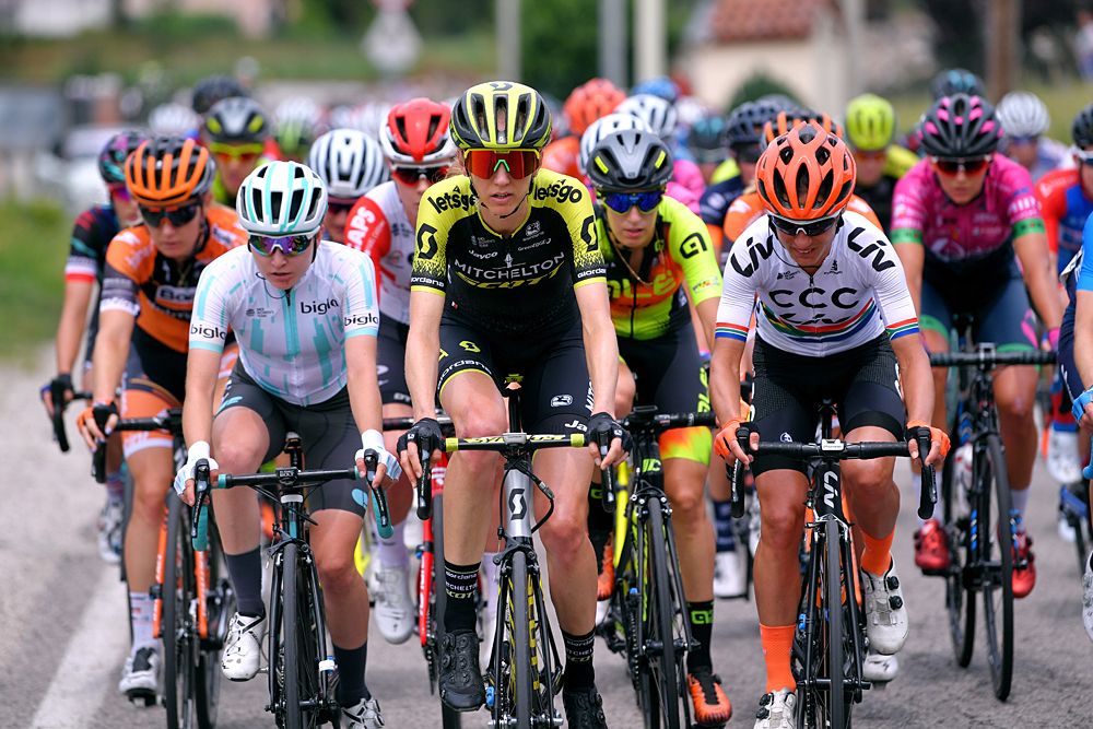 Lucy Kennedy (Mitchelton-Scott) at the front of the field during stage 7 at the Giro Rosa