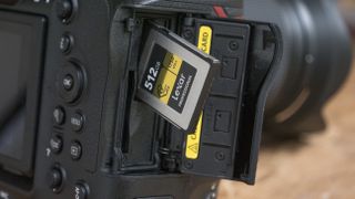 The Nikon Z9 camera's memory card slot