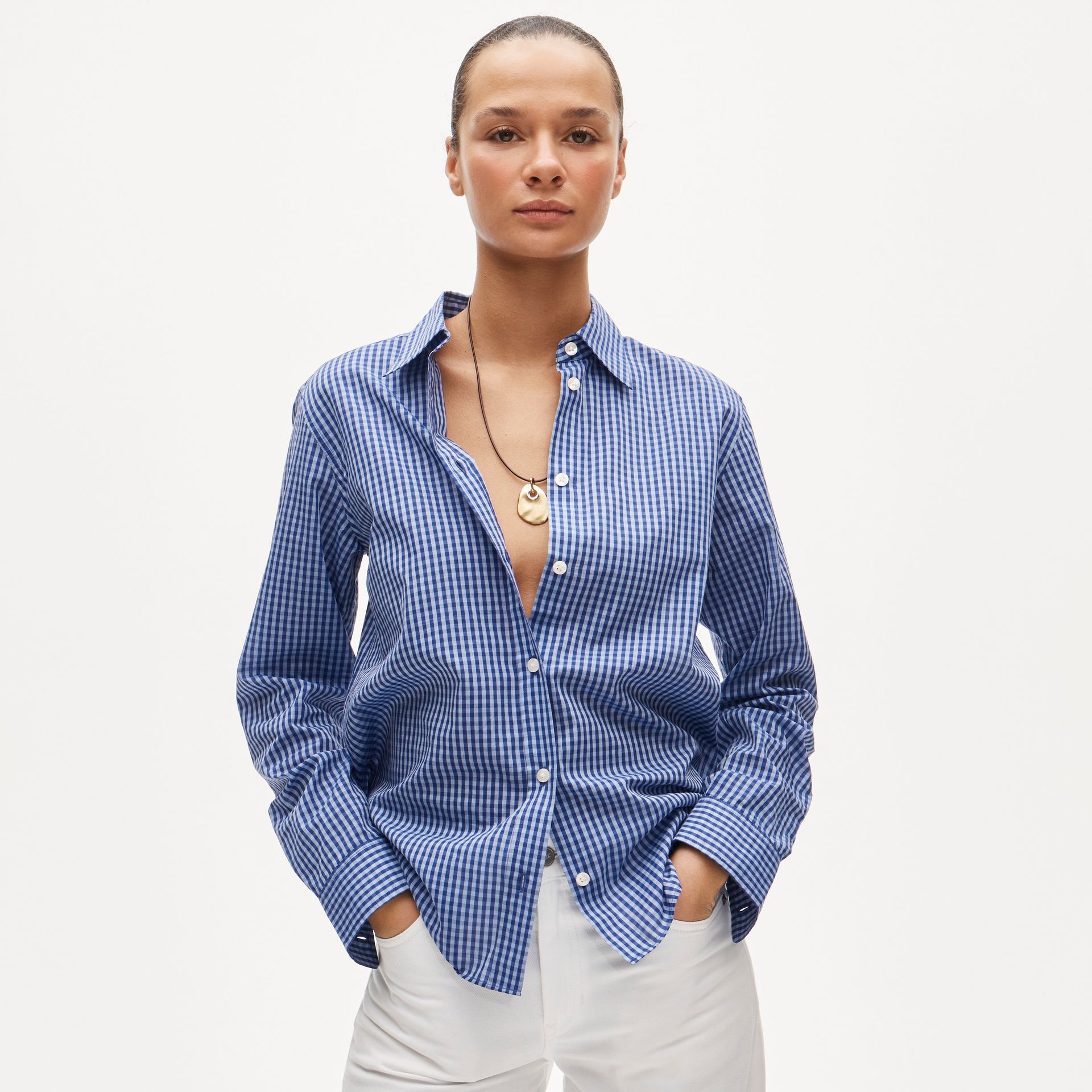 Jules Classic-Fit Shirt in Gingham Sateen