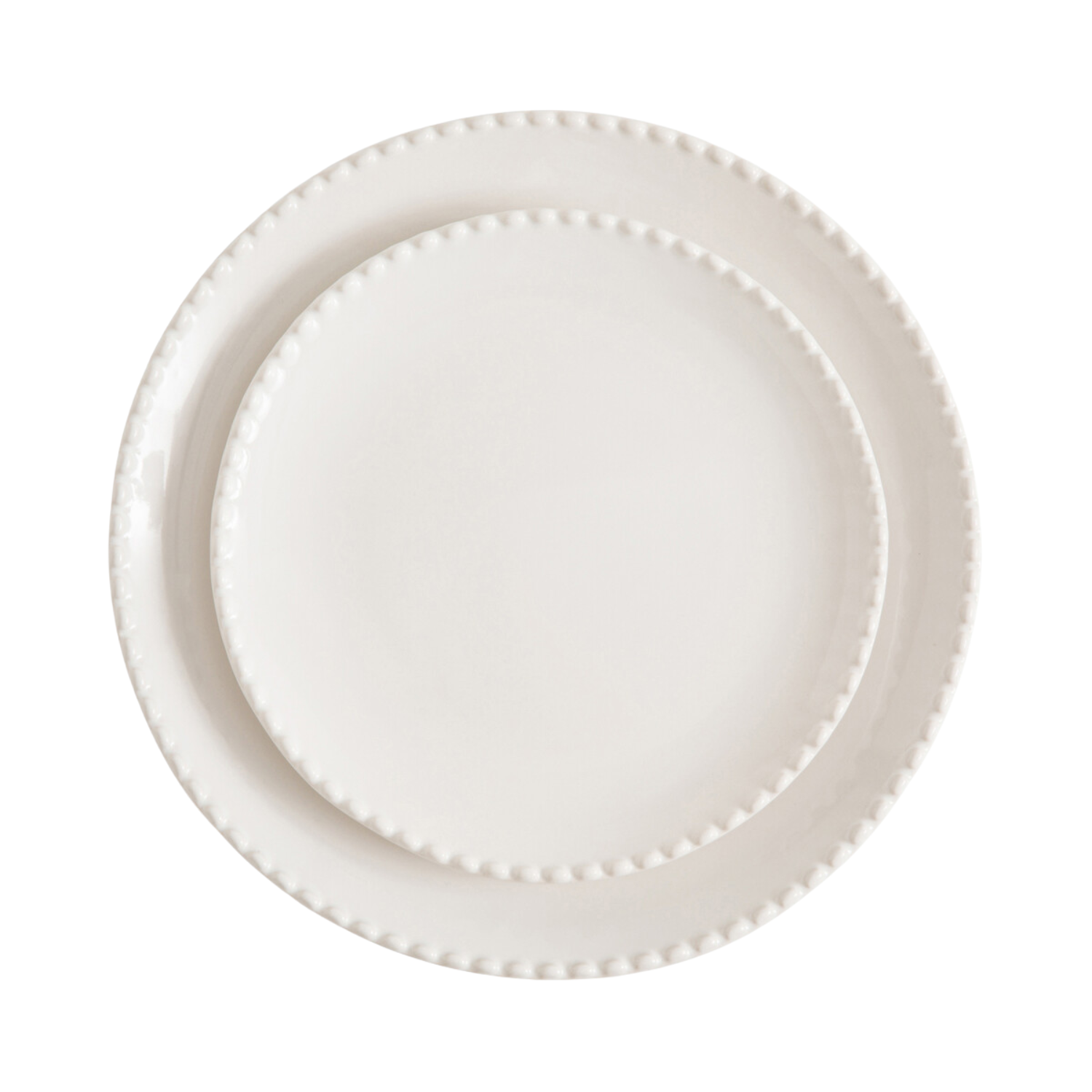 A set of pearl-rimmed white plates