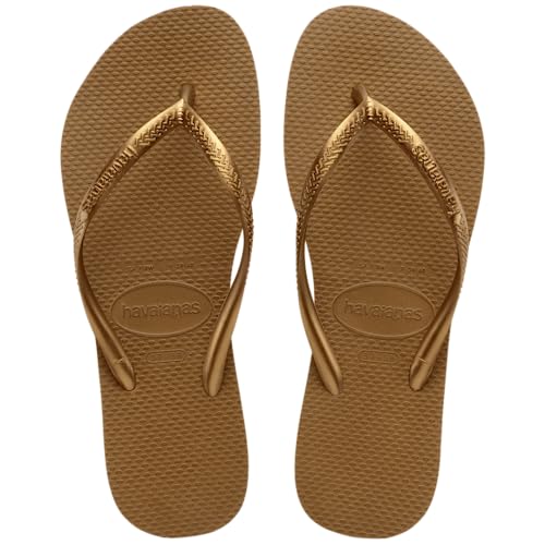 Havaianas Women's Slim Flip Flops - Spring and Summer Pool Sandals for Women - Bronze, 9/10